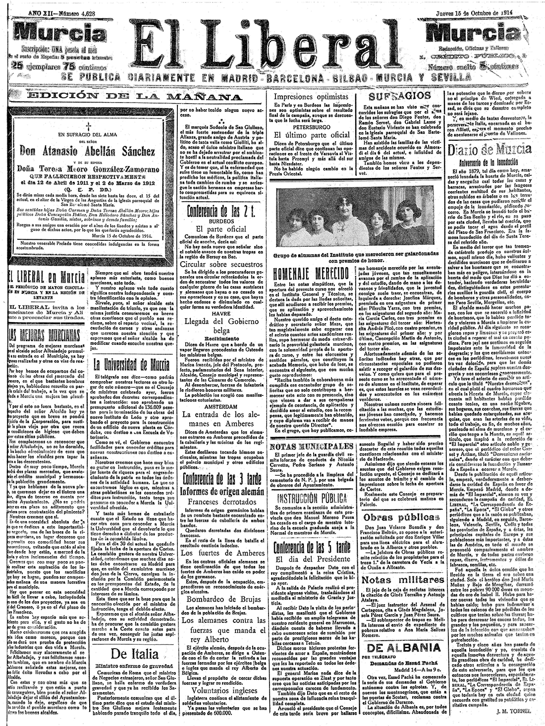 Página del periódico " El Liberal".